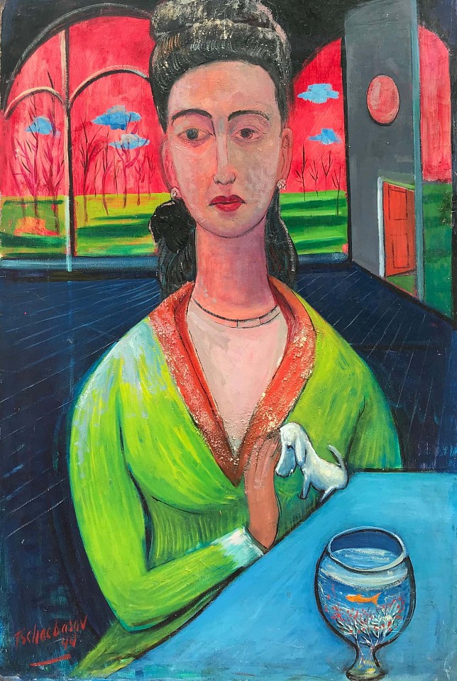 Nahum Tschacbasov, Woman with a Goldfish, 1944
Oil on board, 30 x 20 in.
TSC002
