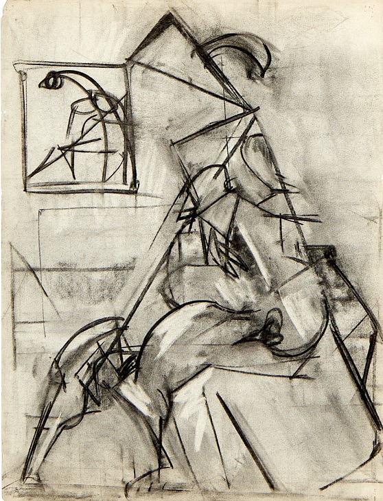 Margaret Trumbull Jennings, Untitled, Cubist Woman in the Mirror, c. 1935
Charcoal on paper, 25 x 19 in.
JEN001