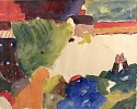 Aristodimos  Kaldis, Landscape with Barn
c. 1970, Watercolor on Paper